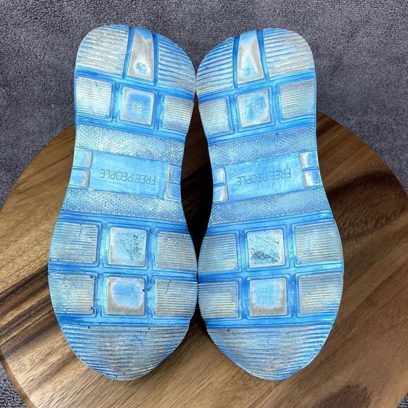 Free People Let's Wander Washed Sneaker Distressed Boardwalk Blue EU 36 US 6 - Picture 6 of 9
